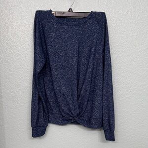 Zella Navy Heather Twist-Front Long Sleeve Top